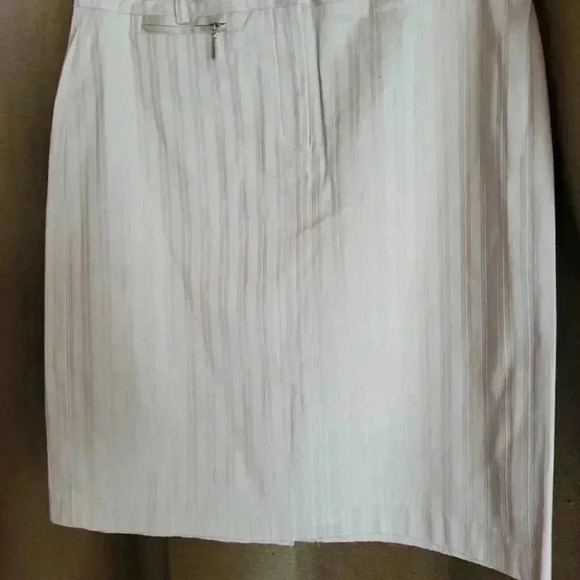 Jessica Sport Beige Tone on Tone  Striped Pencil Skirt Front Closure sz14 - Picture 5 of 8